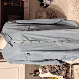 A D & Co solid blue button down long sleeve plus size denim shirt size 5X
